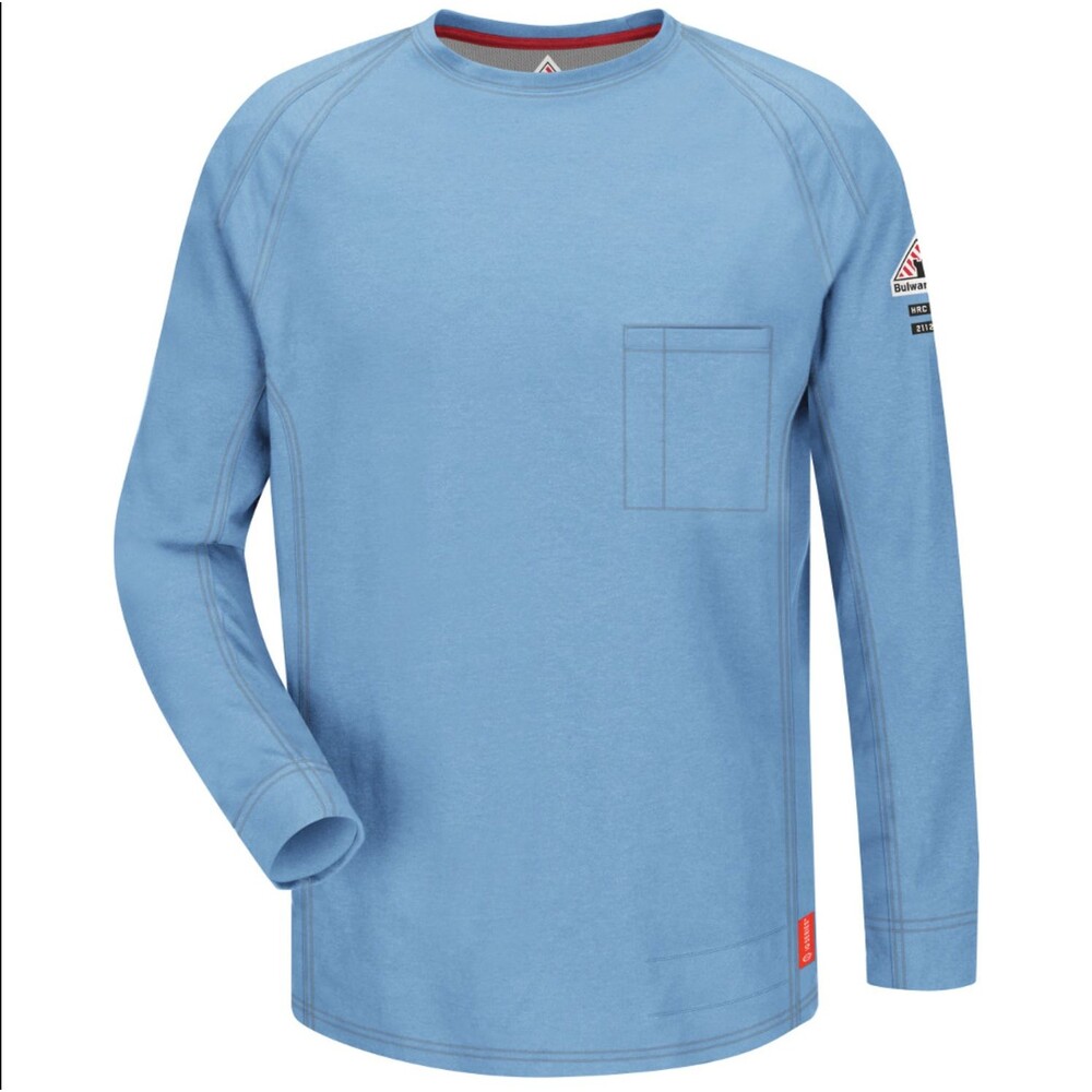 Bulwark Flame Resistant 4XL iQ Series Long Sleeve T-Shirt Light Blue